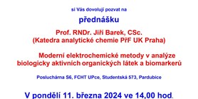 Pozvánka na přednášku Moderní elektrochemické metody v&#160;analýze biologicky aktivních organických látek a&#160;biomarkerů