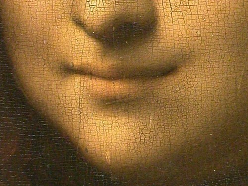 Leonardo da Vinci, Mona Lisa, detail úst, 1503–1510.