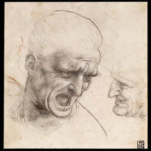 Leonardo da Vinci, Studie hlav dvou vojáků, 1503/1504.