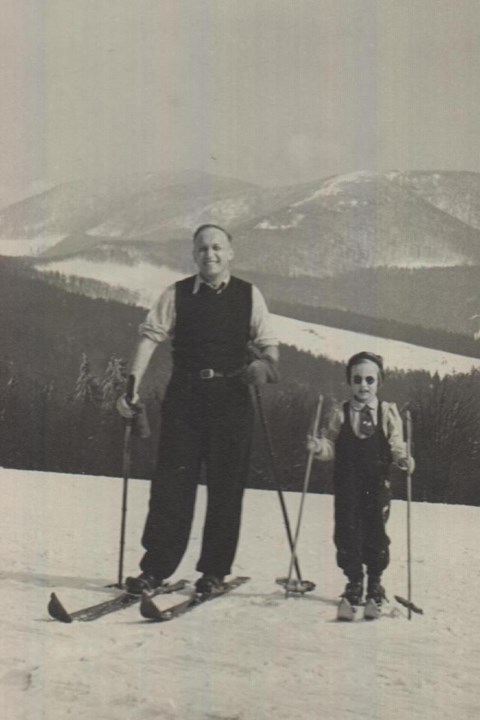 Jiřina Jedličková with her dad in Beskydy mountains.