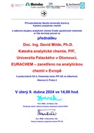 Pozvánka na přednášku EURACHEM – zaostřeno na analytickou chemii v&#160;Evropě