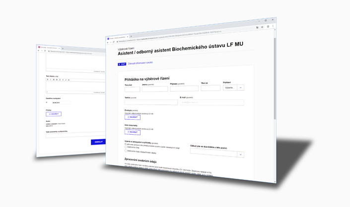 Konferenční systém, formuláře a funkce na míru
