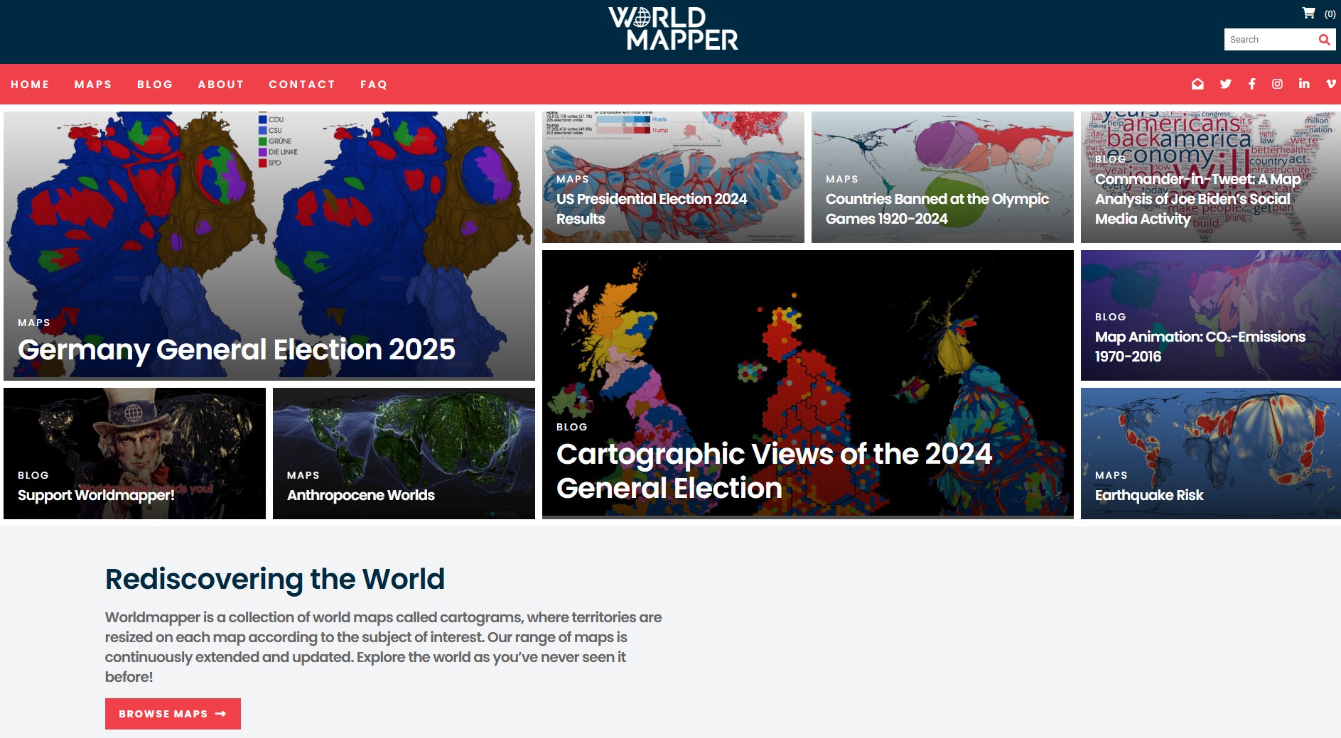 Úvodní snímek Worldmapperu, zdroj: Worldmapper