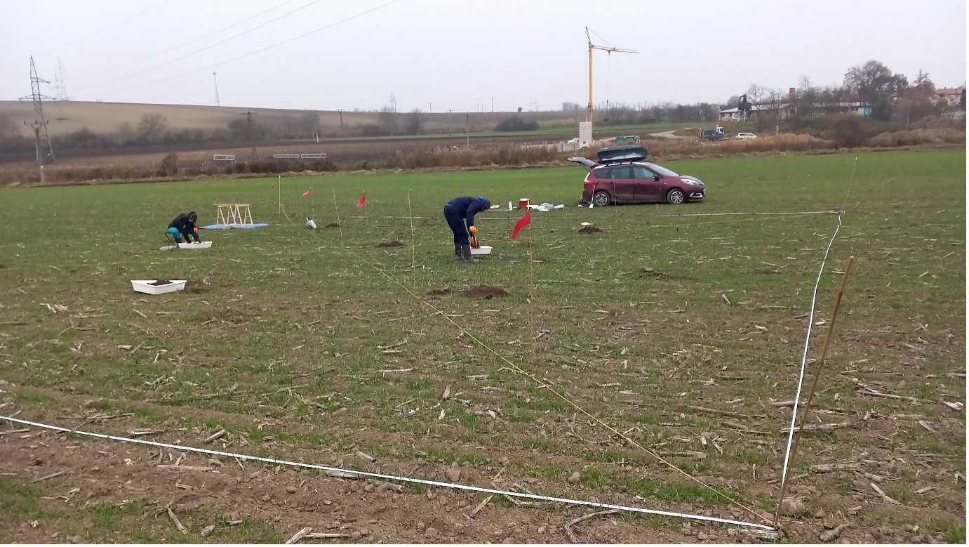 Typical situation from the sampling of soil for PAPILLONS project survey of microplastics contamination of European agricultural soils.