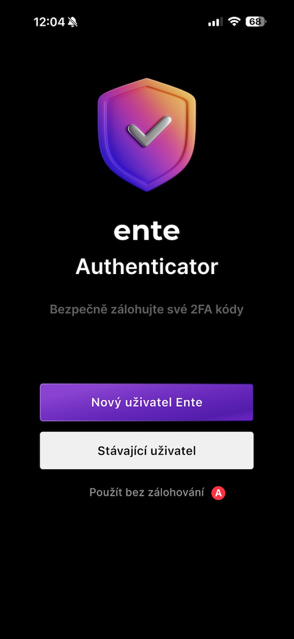 Fig. 5) First launch of Ente Auth.