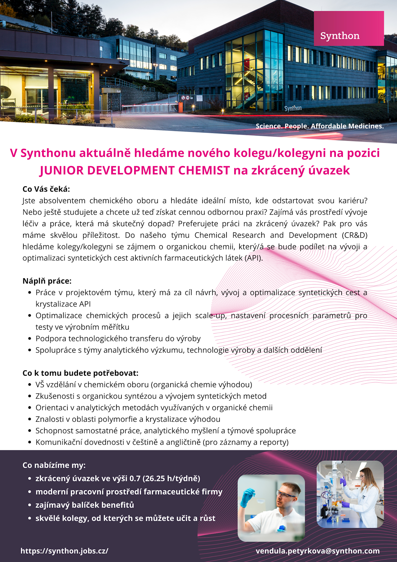 Nabídka práce: JUNIOR DEVELOPMENT CHEMIST