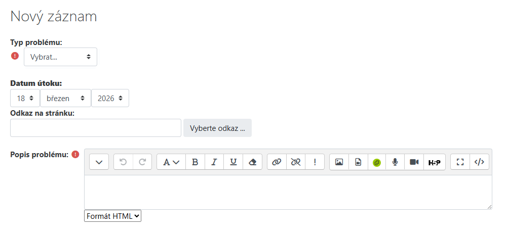 Přidávání nového záznamu v databázi