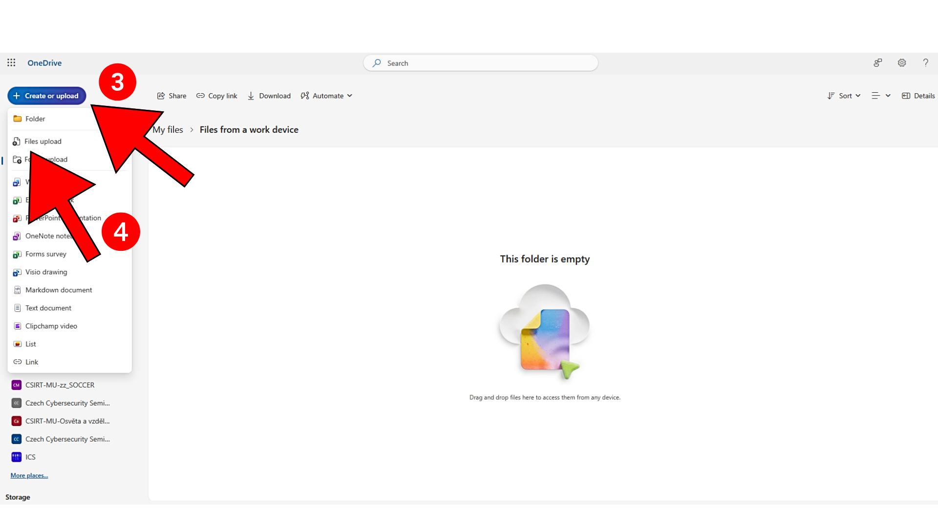 Upload files to the folder